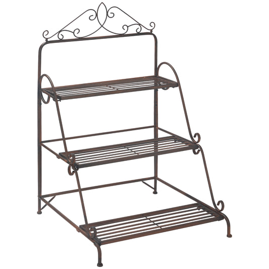 Outsunny 3 Tier Stair Style Metal Plant Stand, Flower Pot Holder Display Shelf, Storage Organizer Rack for Indoor Outdoor Patio Balcony Yard--ChewyGames-ChewyGames