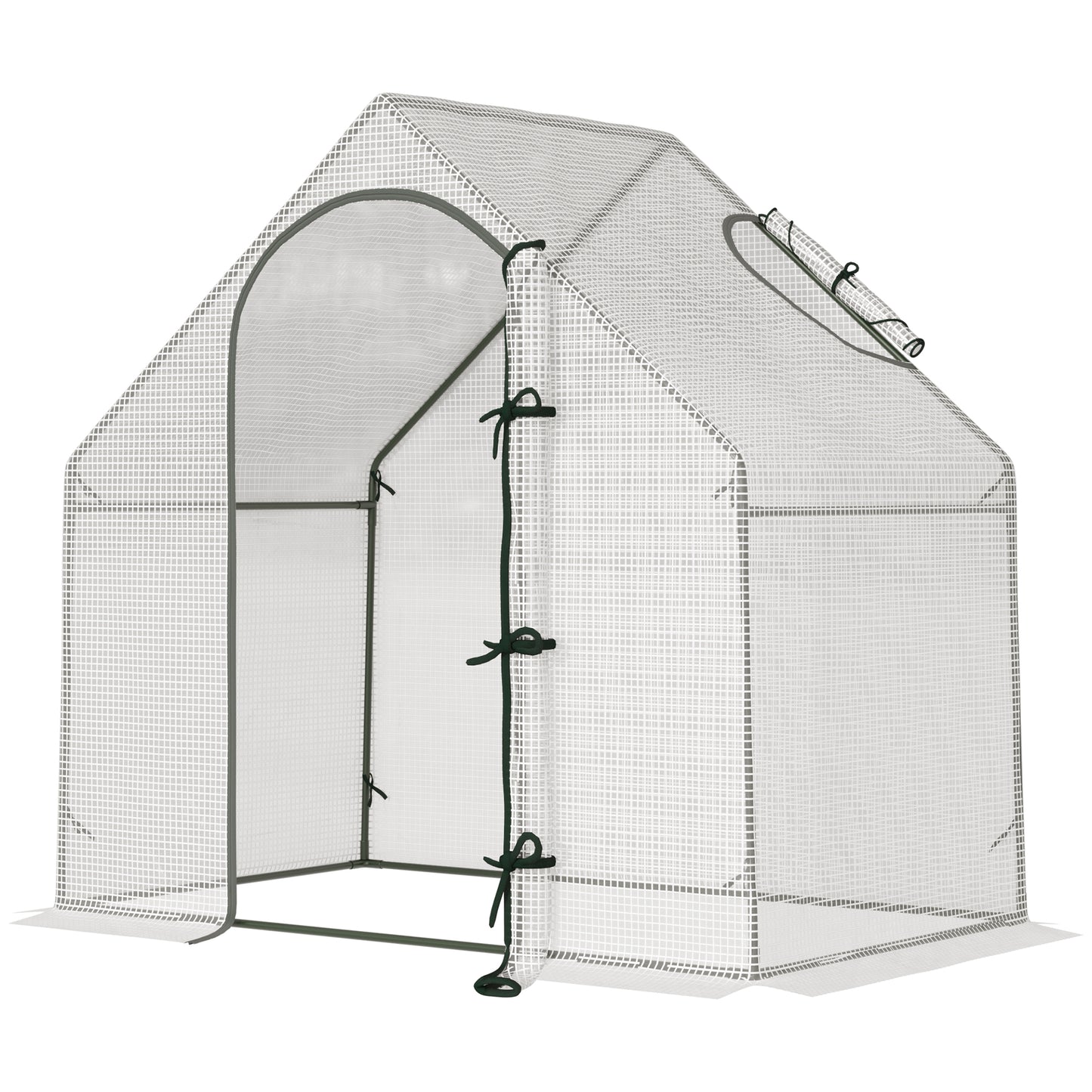 Outsunny Walk In Tomato Greenhouse Garden Outdoor Mini Greenhouse Flower Planter Steel Frame with Zipped Door & Window, PE Cover, 180 x 100 x 168CM,  White