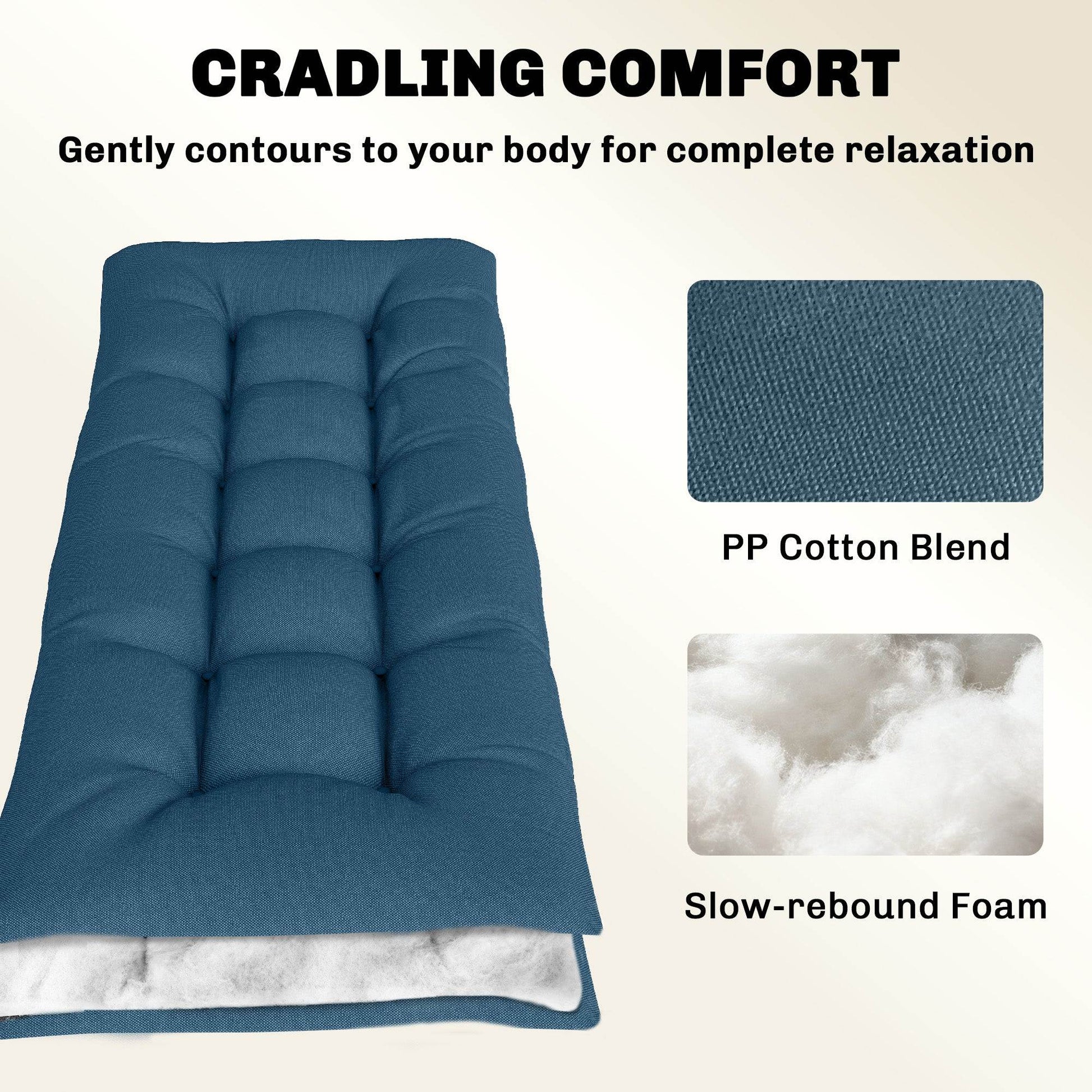 Outsunny Sun Lounger Cushion, Memory Foam Patio Chair Cushion with Ties, Outdoor Seat Pad Fits 190 x 60 cm Lounger, Blue