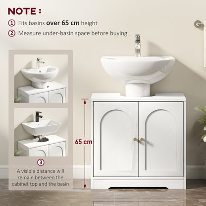HOMCOM Under Sink Bathroom Cabinet with 2 Arch Doors - White