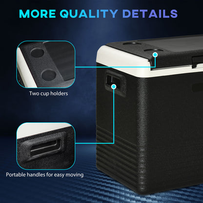 Outsunny 50L Car Refrigerator, Portable Compressor Car Fridge Freezer, Electric Cooler Box with 12/24V DC and 110-240V AC for Camping, Driving, Picnic, Down to -20℃