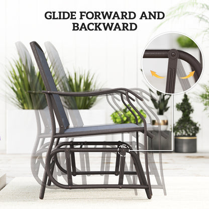 Outsunny Glider Rocking Chair & Table Set 2 Single Seaters Rocker Garden Swing Chair Patio Furniture Bistro Set Grey