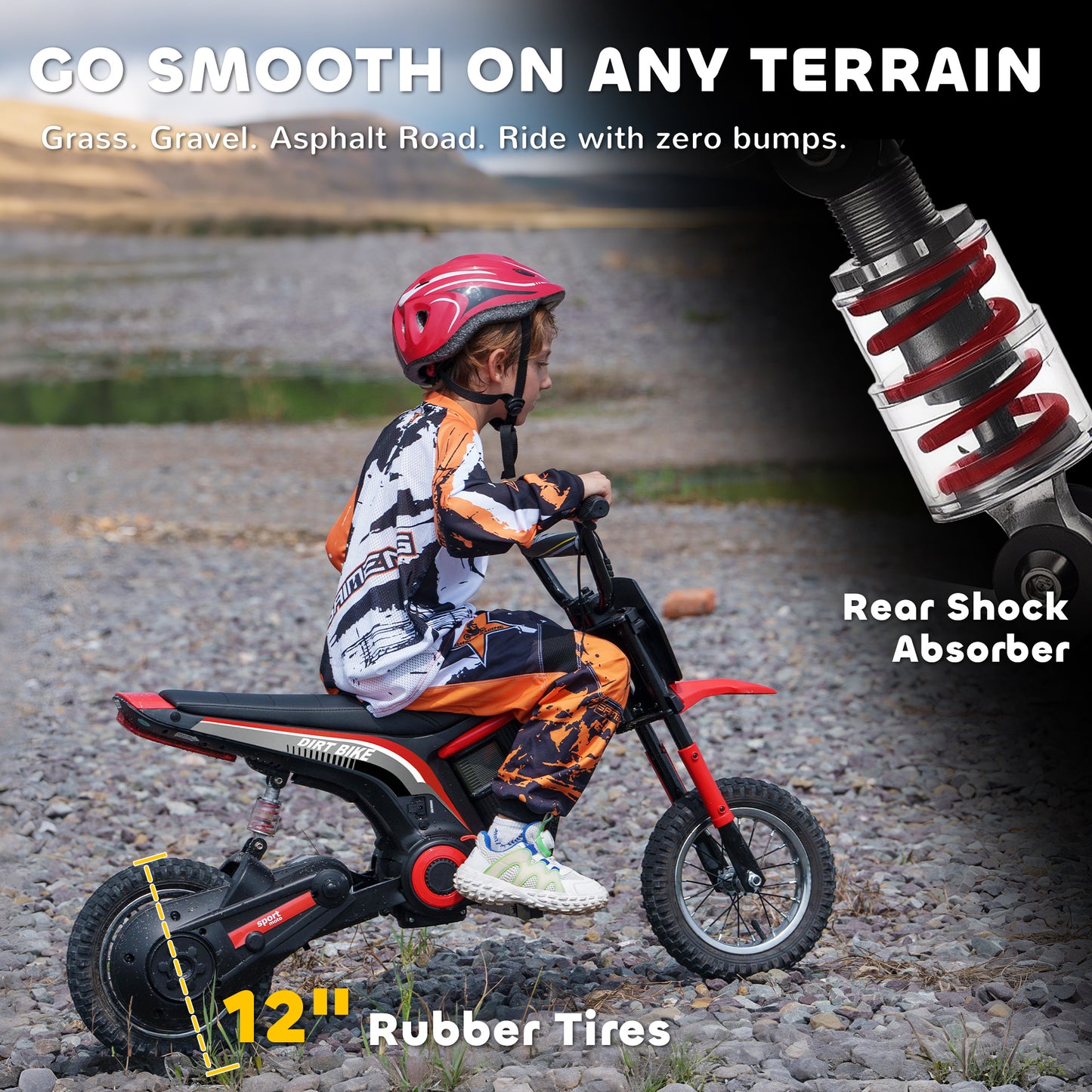 HOMCOM 24V Electric Motorbike 18km/h with Twist Grip Throttle, Enhanced Power and Extended Range - Red