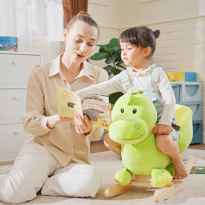 HOMCOM Kids Rocking Horse, Plush Ride-On Dinosaur Seat, with Seat Seat Belt, 32 Songs, Ride-On Horse--ChewyGames-ChewyGames