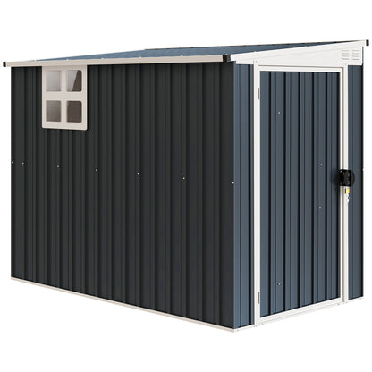 Outsunny 7.6 x 4ft Garden Metal Shed, Outdoor Storage Shed with Window, 2 Vents and Lockable Door for Garden, Patio, Dark Grey