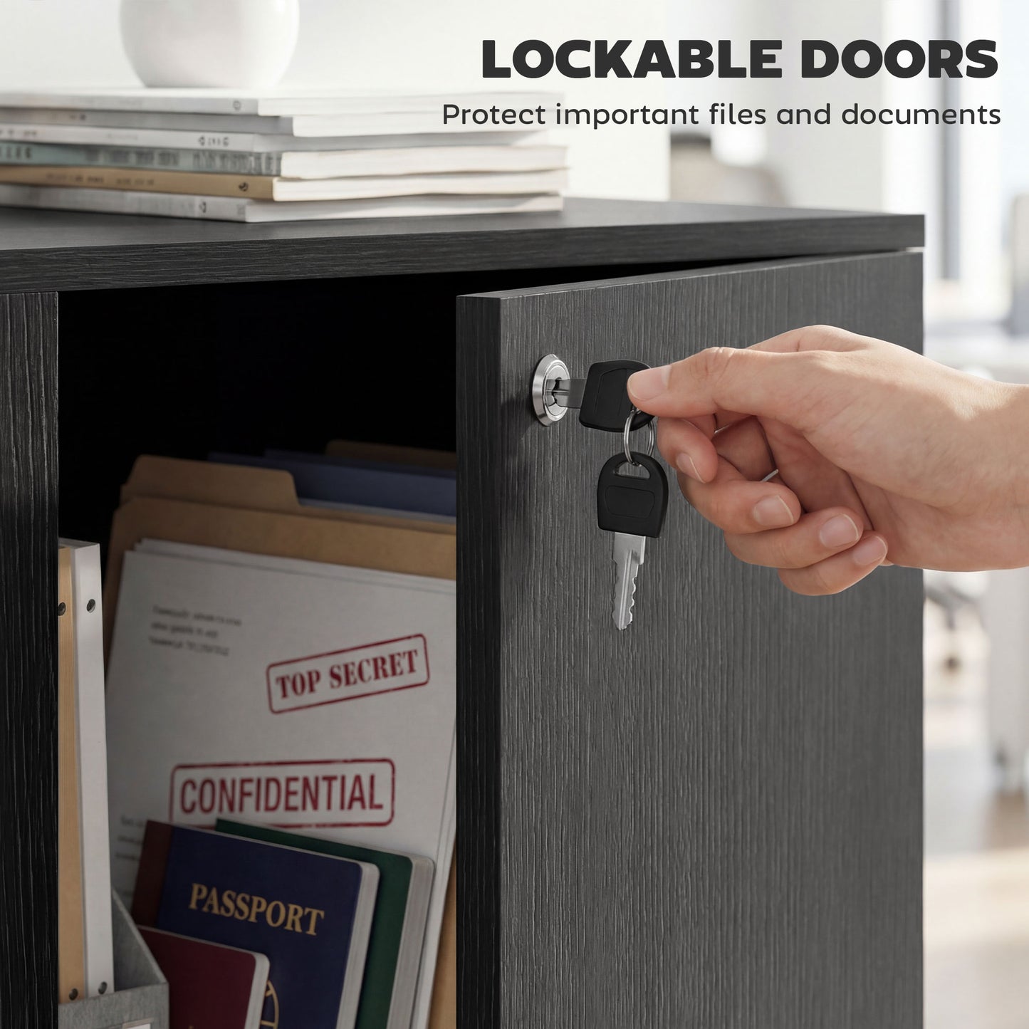Vinsetto Two-Tier Locking Office Storage Cabinet - Black