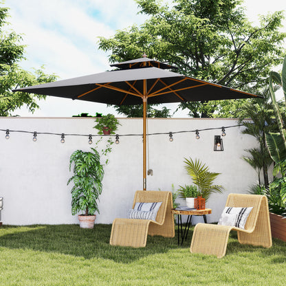 Outsunny 3 m Square Garden Parasol - Black