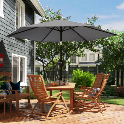 Outsunny 2.6 m Garden Parasol Umbrella with Aluminium Pole, Outdoor Patio Umbrella with Tilt and Crank, Vent, Grey