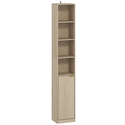 HOMCOM Bookcase Adjustable Shelf Bookshelf Anti-Tip Hardware 6-Tier Storage Cabinet Oak Wood Effect