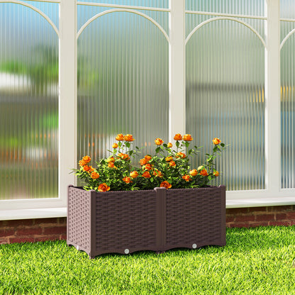 Outsunny Plastic Raised Garden Bed with Legs, Self Watering Elevated Planter Boxes with Drainage Holes and Plugs