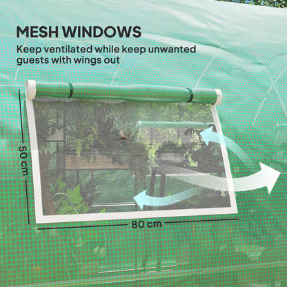 Outsunny Polyethylene Upgraded Structure Walk-in Polytunnel Greenhouse, 6 x 3 m, Green