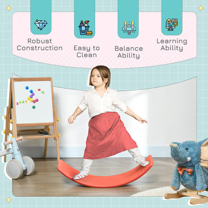 ZONEKIZ Balance Board Kids Wobble Board, Sensory Training Rocking Toy for Children, Nursery Toy, for Ages 3-6 Years, 82 x 27.5 x 19.5cm - Red