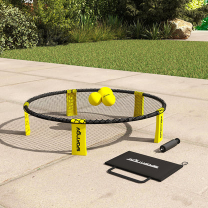 SPORTNOW Spike Game Set, Mini Beach Games Set with Net, 3 Balls and Ball Pump, Portable with Carrying Bag for Outdoor Team Sports, Yellow