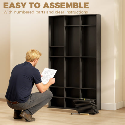 HOMCOM 835 CD/500 DVD Storage Unit, Blu-ray Media Storage Shelf with 27 Compartments and 21 Adjustable Shelves, Black