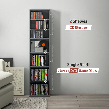 HOMCOM 260 Narrow CD Storage Unit - Grey