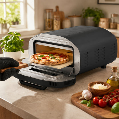 HOMCOM Electric Pizza Oven, Pizza Maker with 3 Knob Control and Ceramic Stone, Viewing Window, 2200W
