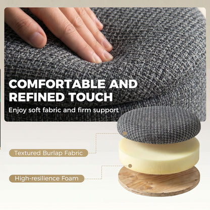 HOMCOM Storage Sitting Bench with Lid, Round Storage Ottoman with Rubberwood Legs, Dark Grey