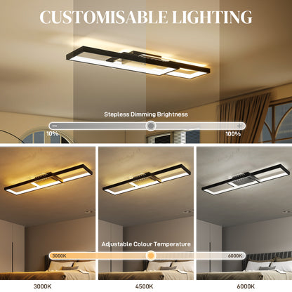 HOMCOM LED Ceiling Light, Modern Dimmable Ceiling Light with Wall Switch & Remote Control, Flush Mount Fixture Lamp with 3000-6000K Colour Temperatures for Living Room, Bedroom, Black