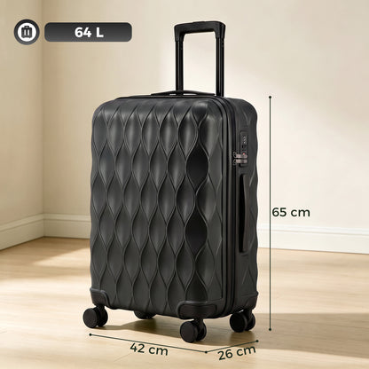 HOMCOM 65cm 64L Suitcase, Lightweight ABS Hard Shell Carry On Luggage with TSA Lock, Spinner Wheels, Telescopic Handle, Black