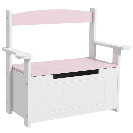 AIYAPLAY 2-in-1 Toy Box for Kids with Lid for Bedroom, Nursery, Playroom, Pink