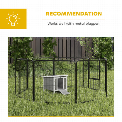 PawHut Wooden Rabbit Hutch Outdoor, Guinea Pig Hutch, Rabbit Hideaway, Cat House, Bunny Cage Small Animal House with Openable Roof, 51 x 42 x 43 cm, Grey