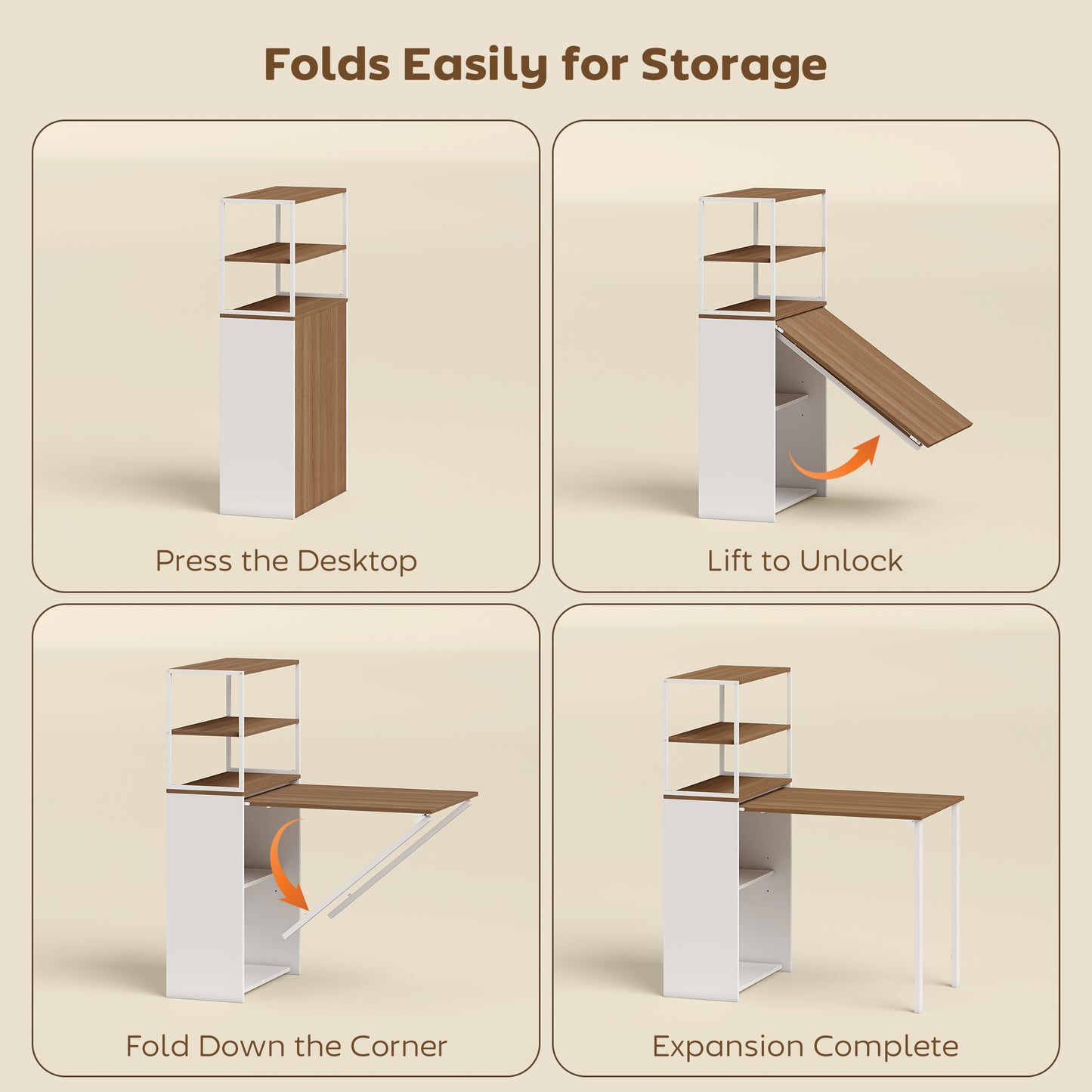 HOMCOM Folding Shelf and Work Table - Natural