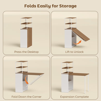HOMCOM Folding Shelf and Work Table - Natural