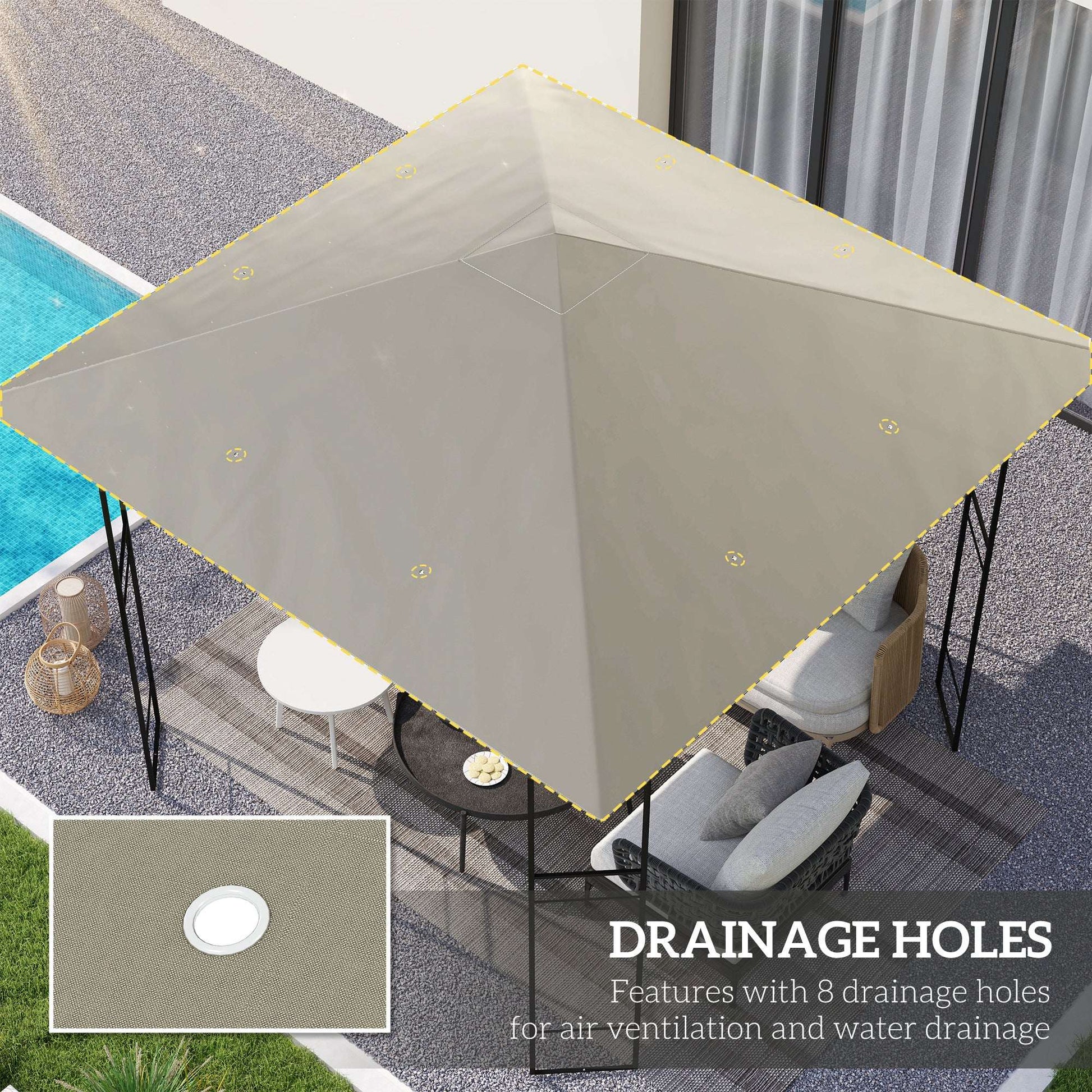 Outsunny 3 x 3(m) Gazebo Canopy Replacement, for 01-0867 - Light Grey