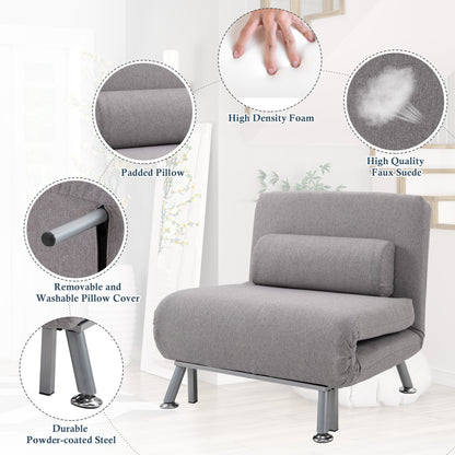 HOMCOM Adjustable Back Futon Sofa Chair - Grey--ChewyGames-ChewyGames