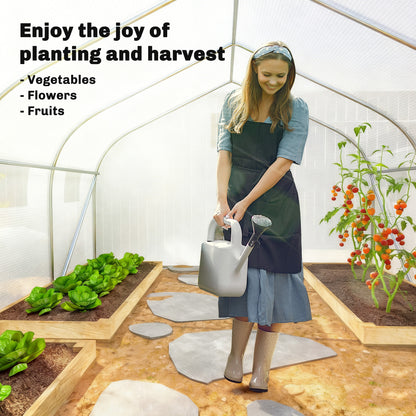 Outsunny Walk-In Polytunnel Greenhouse Warm House Garden Tunnel Shelter Plant Shed with Door and Windows, Galvanised Steel Frame, 4.5 x 3 x 2m, White