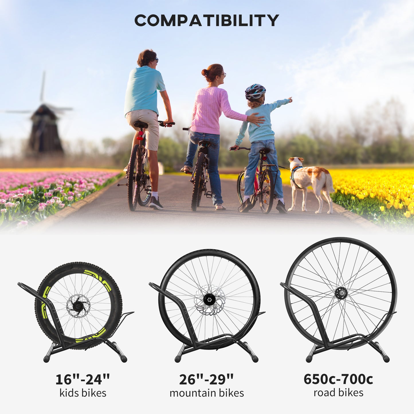 Two Bike Stands, Bicycle Storage Rack, for Indoor Garages, Home, Office