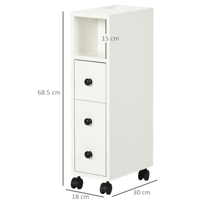 kleankin Slimline Bathroom Storage Cabinet - White--ChewyGames-ChewyGames