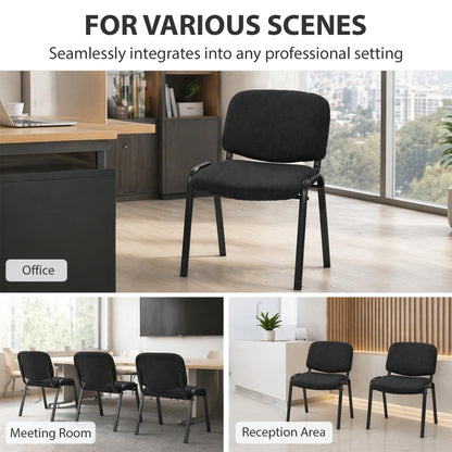 HOMCOM Meeting Chair, Stackable Ergonomic Office Chair with Padded Seat, Curved Backrest for Conference Room, Black
