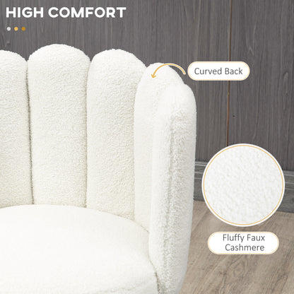HOMCOM Bar Stools Set of 2, Modern Boucle Upholstered Shell Barstools, Breakfast Bar Chairs with Backrest, Footrest and Steel Base for Kitchen Counter, Cream