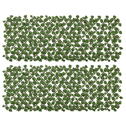 Outsunny Set of 2 Expandable Artificial Trellis Hedges – Realistic Leaf Privacy Screen, 2 x 1 m