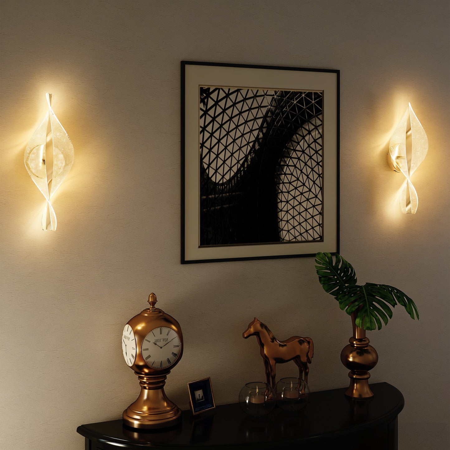 HOMCOM Led Wall Lamp 2 Pack, 13W Modern Indoor Spiral Wall Light, Colour Temperature Adjustable 3000K/4000K/6500K, for Bedroom, Living Room, Hallway, Stairs, Silver Tone