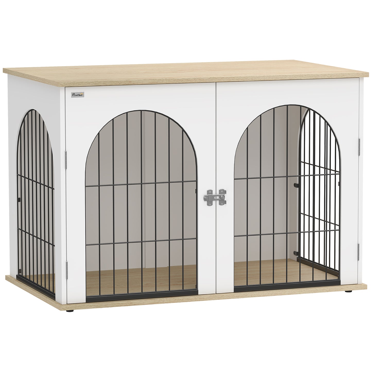 PawHut Dog Crate Furniture, Indoor Dog Cage with Double Doors for Large Breeds, Pet Kennel End Side Table
