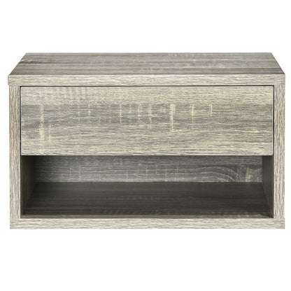 HOMCOM Floating Bedside Tables Set of 2, Wall Mounted Nightstand, Grey Wood Effect