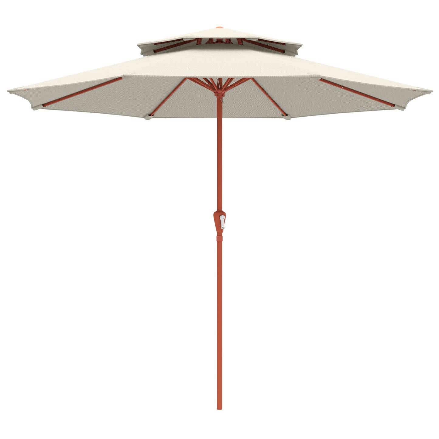 Outsunny 2.7 m Garden Parasol with Double Top Outdoor Market Table Umbrella with Crank System, Cream White--ChewyGames-ChewyGames