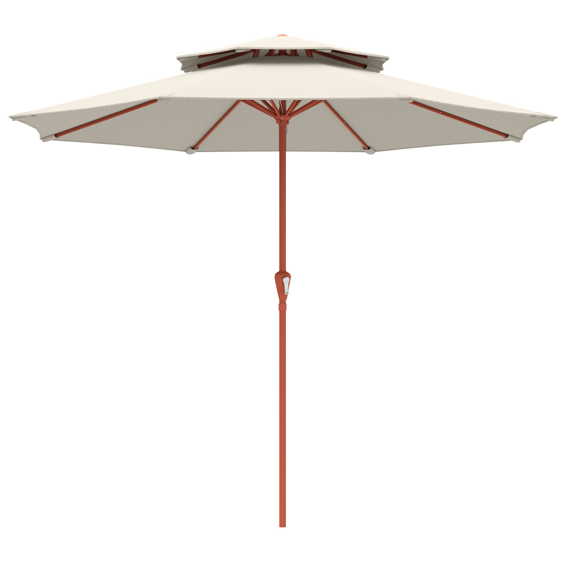 Outsunny 2.7 m Garden Parasol with Double Top Outdoor Market Table Umbrella with Crank System, Cream White--ChewyGames-ChewyGames