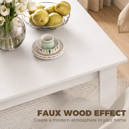 HOMCOM Square Dining Table, Modern Small Dining Table with Wood Effect, Space Saving, Non-slip Foot Pads, White