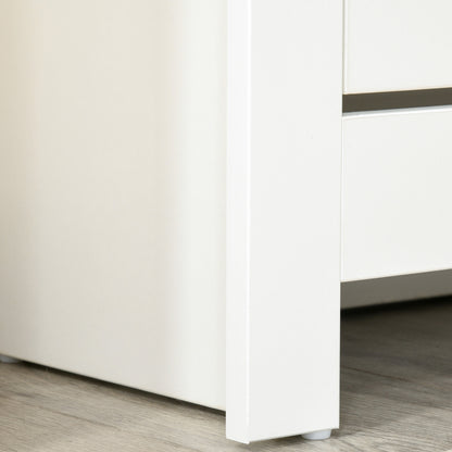HOMCOM Narrow Shoe Cabinet, Space Saving Shoe Storage Cabinet with 2 Flip Drawers and Adjustable Shelves for 6-12 Pairs of Shoes for Hallways and Living Room, White