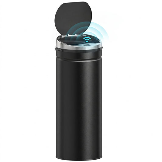 HOMCOM 50L Sensor Bin, Automatic Touchless Rubbish Bin with Soft-Close Lid, Fingerprint Resistant Stainless Steel for Kitchen, Home Office, Recycling and Waste, Black