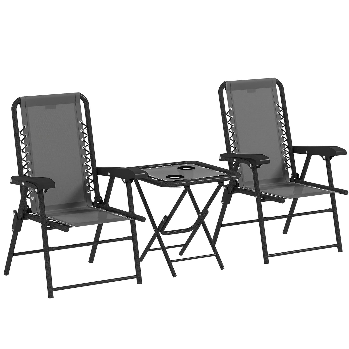 Outsunny Three-Piece Garden Table and Chair Set - Dark Grey--ChewyGames-ChewyGames
