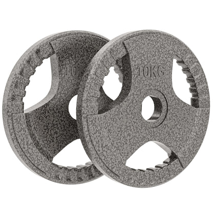 HOMCOM Set of 2 Cast Iron Weight Plates for 2 inch/5cm Hole Dumbbell Handle Bar, 20kg Dumbbell Plates Barbell Weight 2 x 10kg