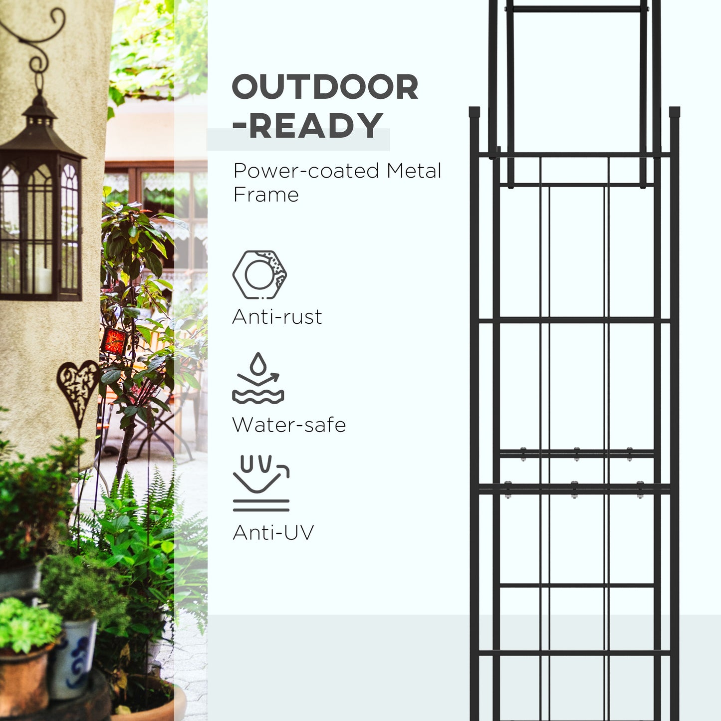 Outsunny 223cm Garden Arch Trellis, Outdoor Wedding Arbor for Ceremony for Climbing Roses, Vines and Plants--ChewyGames-ChewyGames