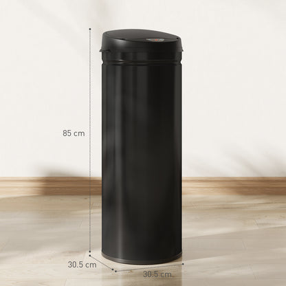 HOMCOM 50L Stainless Steel Sensor Bin - Black