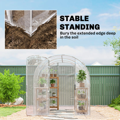 Outsunny Polytunnel Greenhouse Walk-in Grow House with PE Cover, Door and Galvanised Steel Frame, 3 x 2 x 2m, Clear