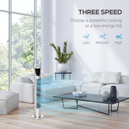 HOMCOM 31 Inch Bladeless Oscillating Tower Fan with 70° Oscillation, Remote Control, 7.5H Timer, 3 Speed 3 Modes, Electric Floor Standing Cooling Fan for Home Bedroom Office, Silver--ChewyGames-ChewyGames
