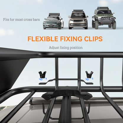 HOMCOM Universal Roof Rack Basket Tray, 90.7 kg Steel Car Rooftop Luggage Cargo Carrier Holder with Wind Fairing, Side Rails for SUVs, Pickups, Sedans, Off-Road Vehicles, 110.5 x 99.5 x 18.5 cm, Black